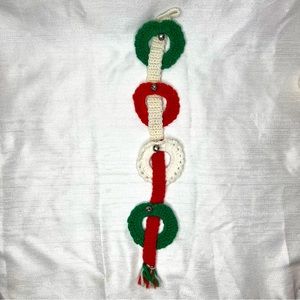 Vintage Christmas crocheted with bells door hanger